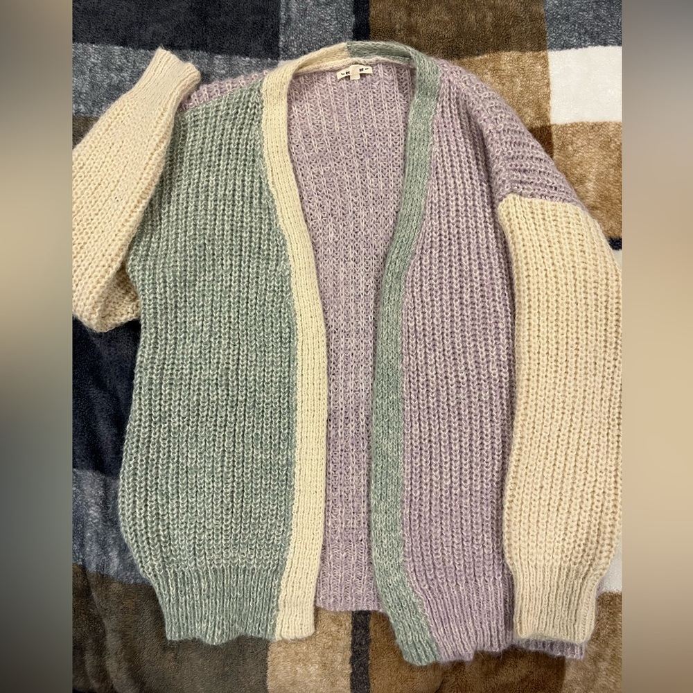 Colorblock Knit Cardigan Sweater